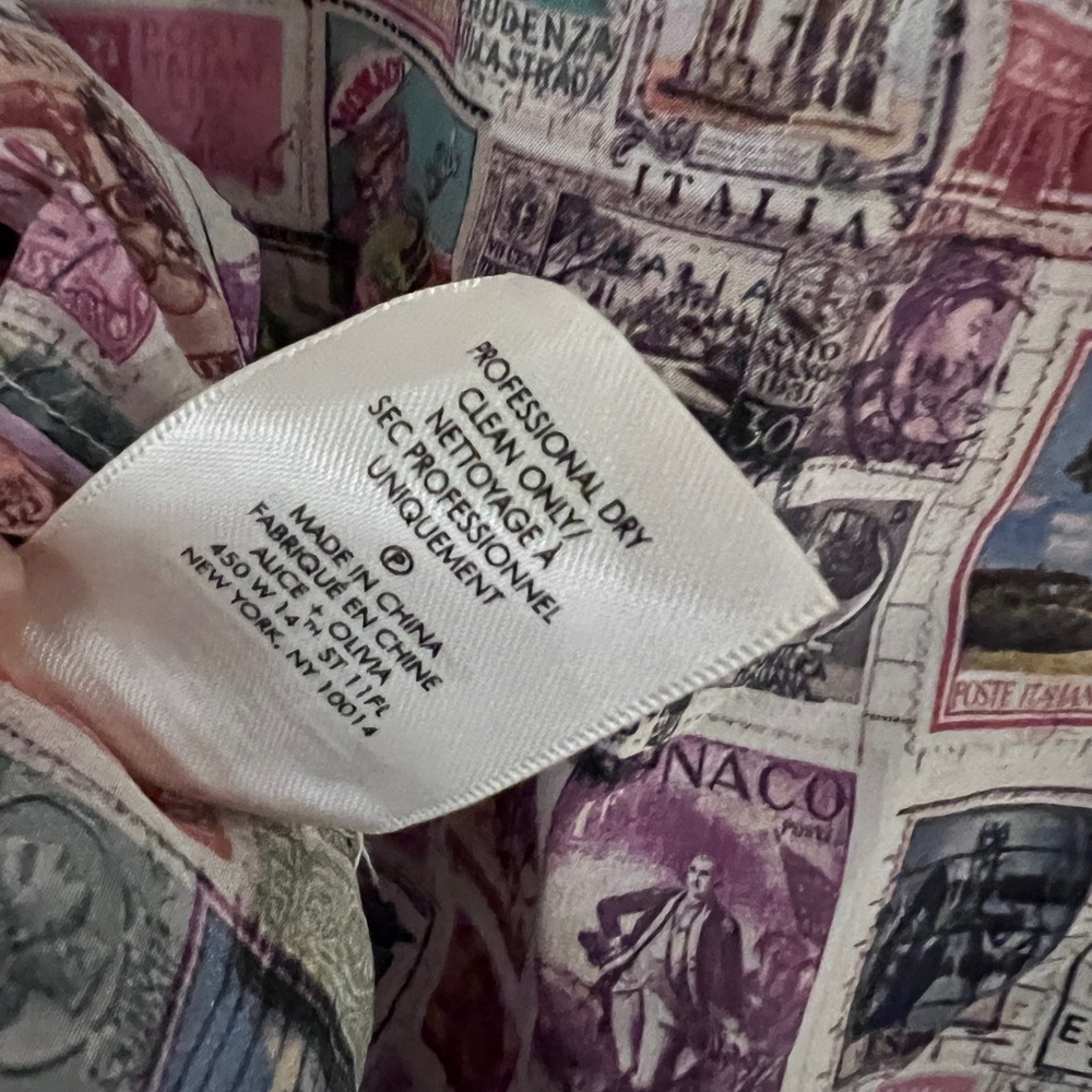 NWOT Alice + Olivia Oswald Printed Silk Shirt XS - Picture 12 of 15